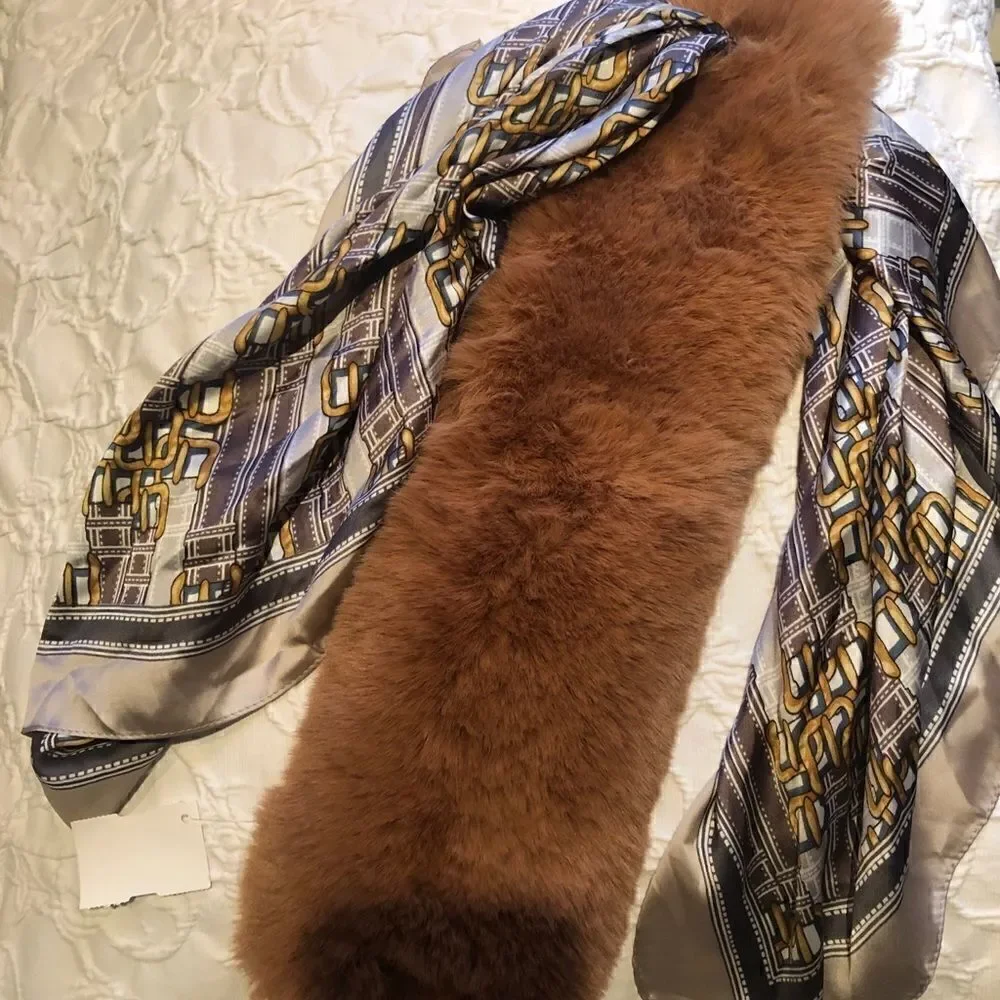 NWT Duchess faux fur and silk scarf style # JFK- 4003 great Christmas gi…